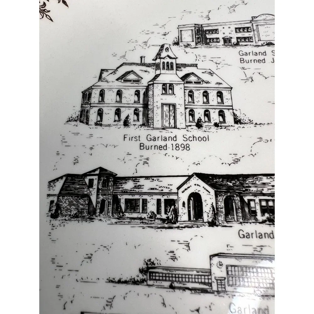 Garland Texas History of Schools Souvenir Plate Gold Edge